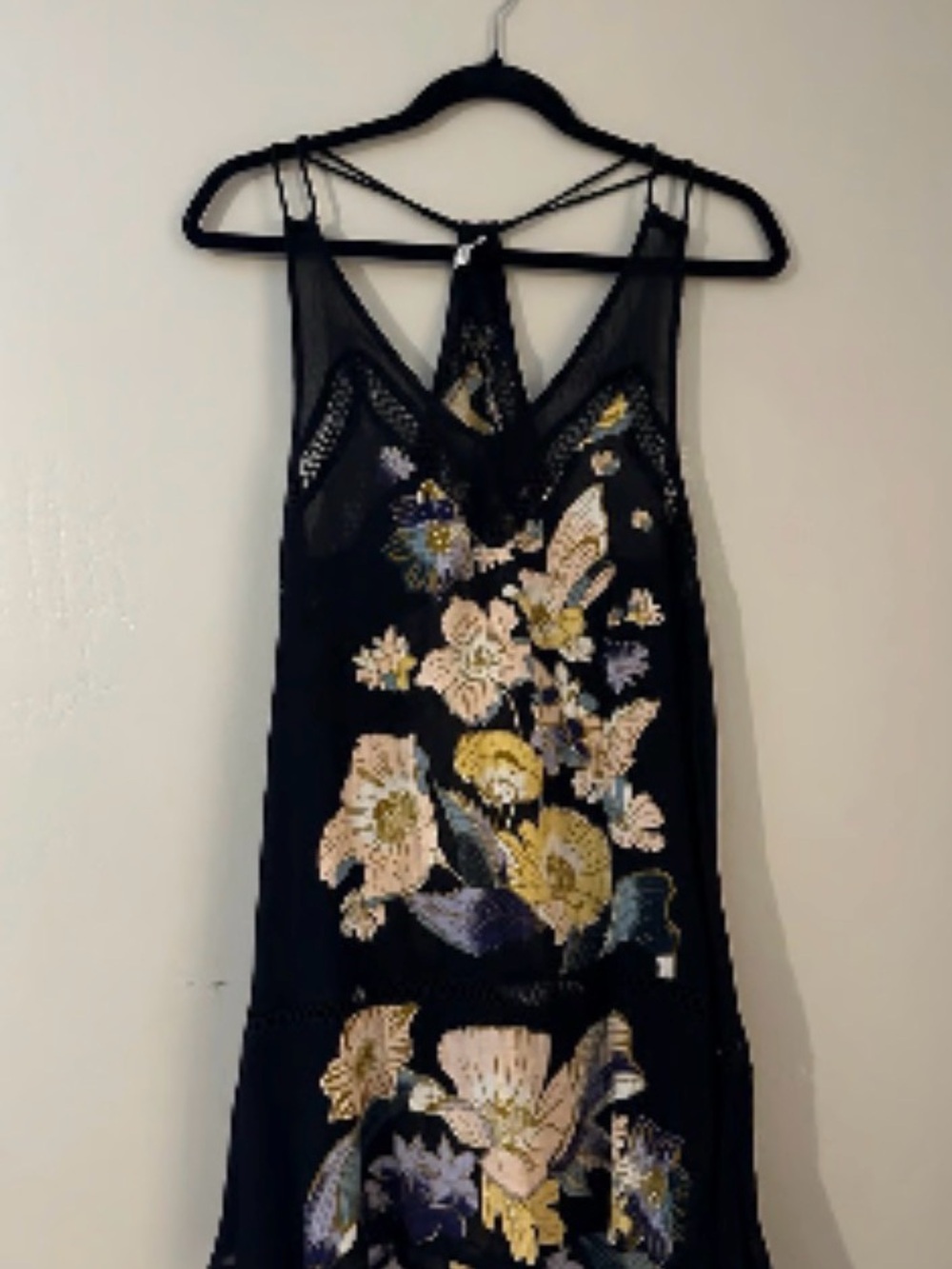 Free People Black Floral Backless Slip Dress - Picture 2 of 3
